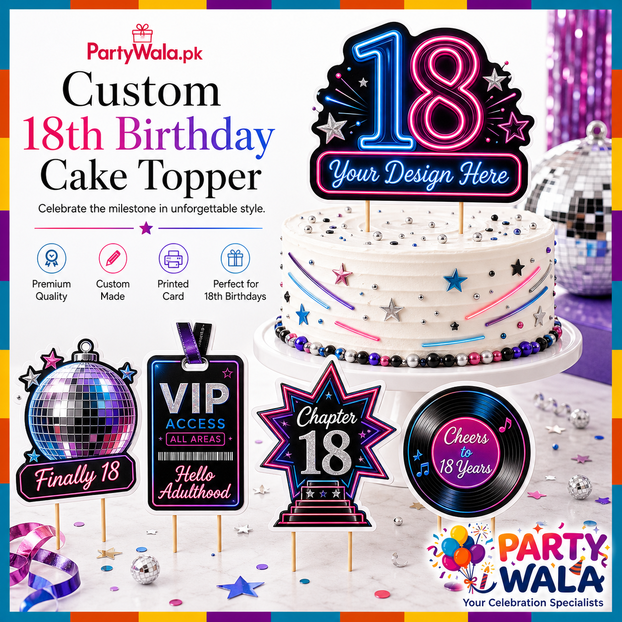 Custom 18th Birthday Cake Topper | Party Wala