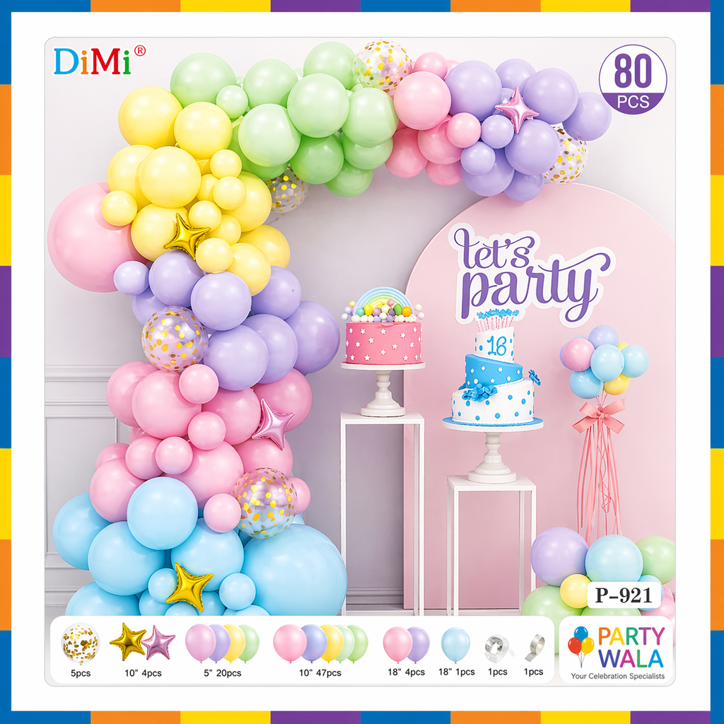 Pastel rainbow party arch kit For Birthday Celebration P-921