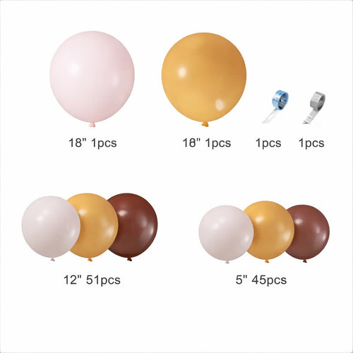 100-PCS Boho Coffee & Cream Colored Balloon Garland Kit