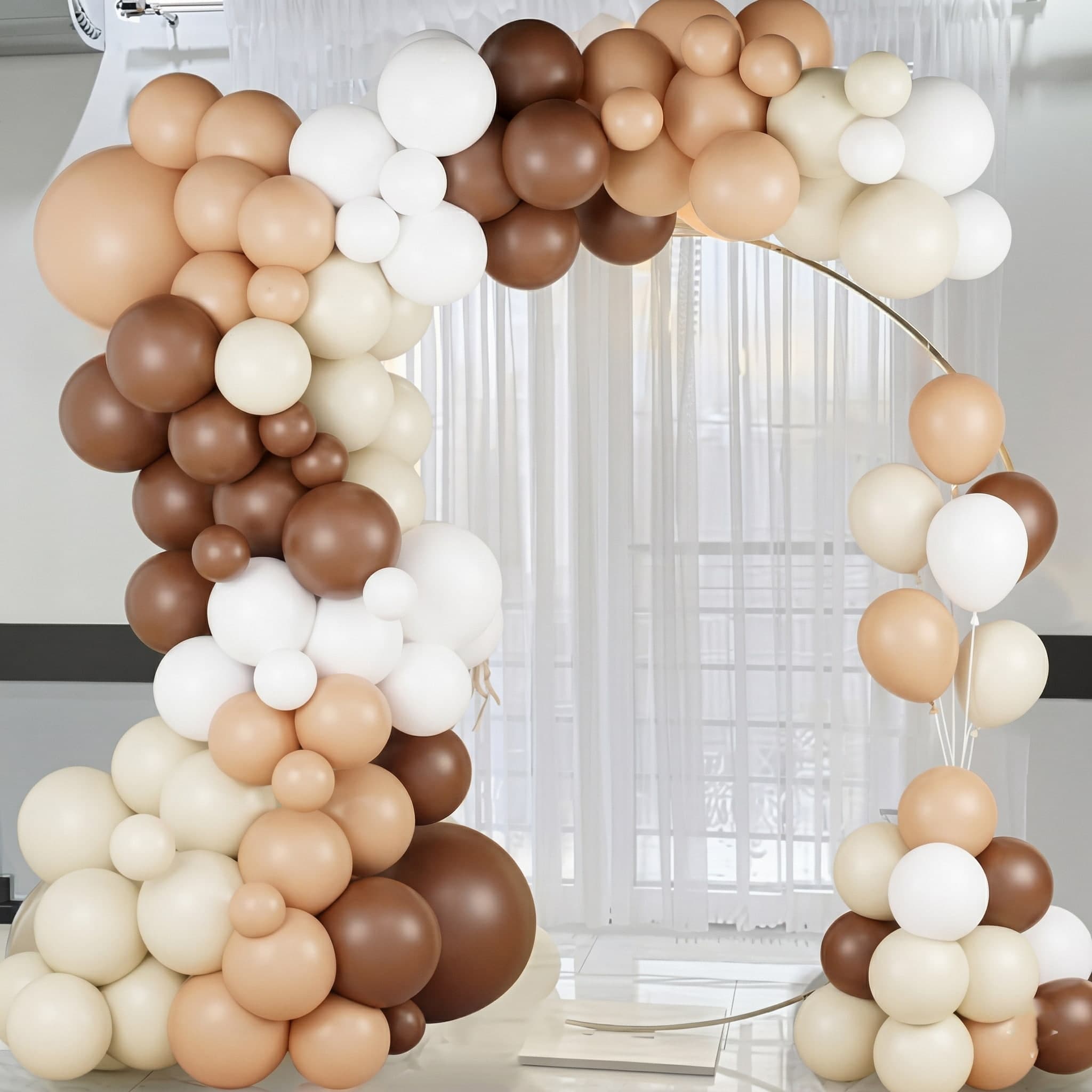 100-PCS Boho Coffee & Cream Colored Balloon Garland Kit