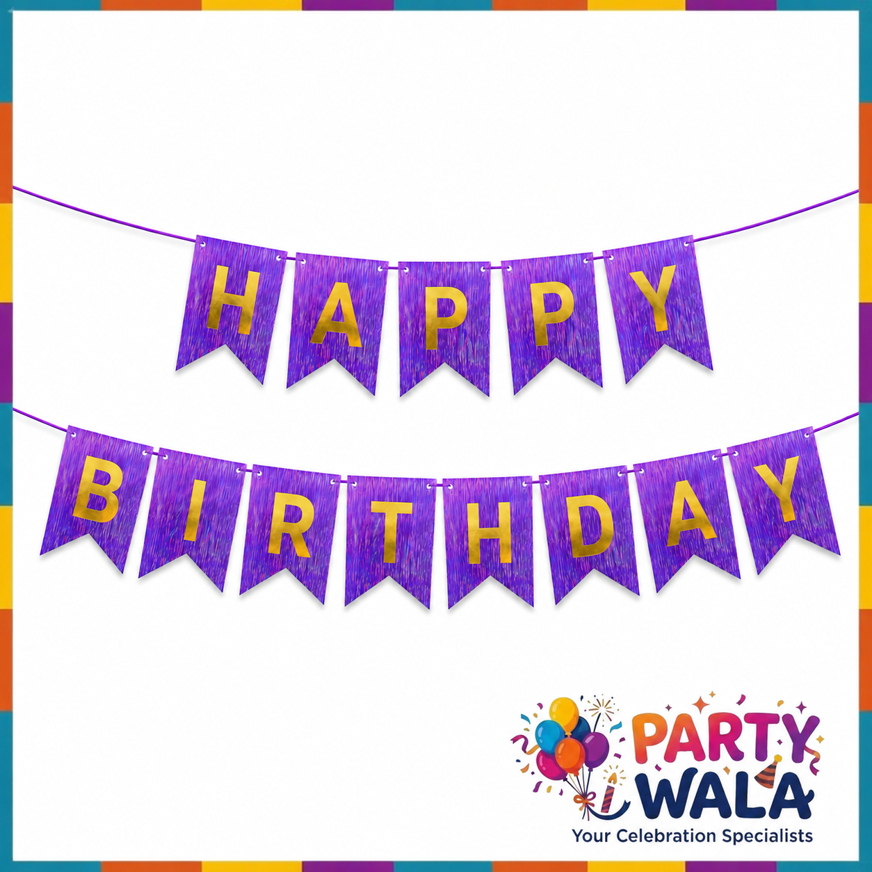 Happy Birthday Glitter Banner - Birthday Party Decoration