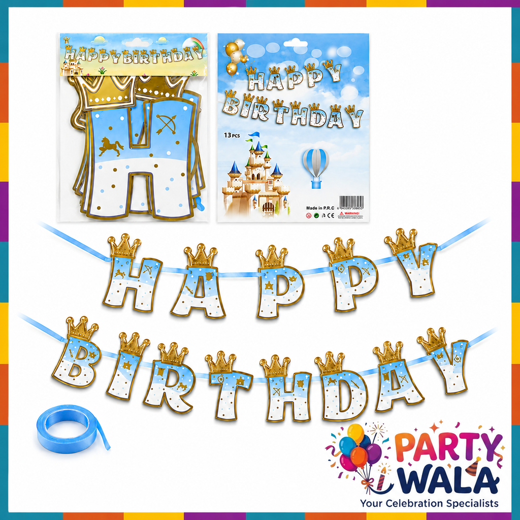 Happy Birthday Crown Banner - 7x6 Inches