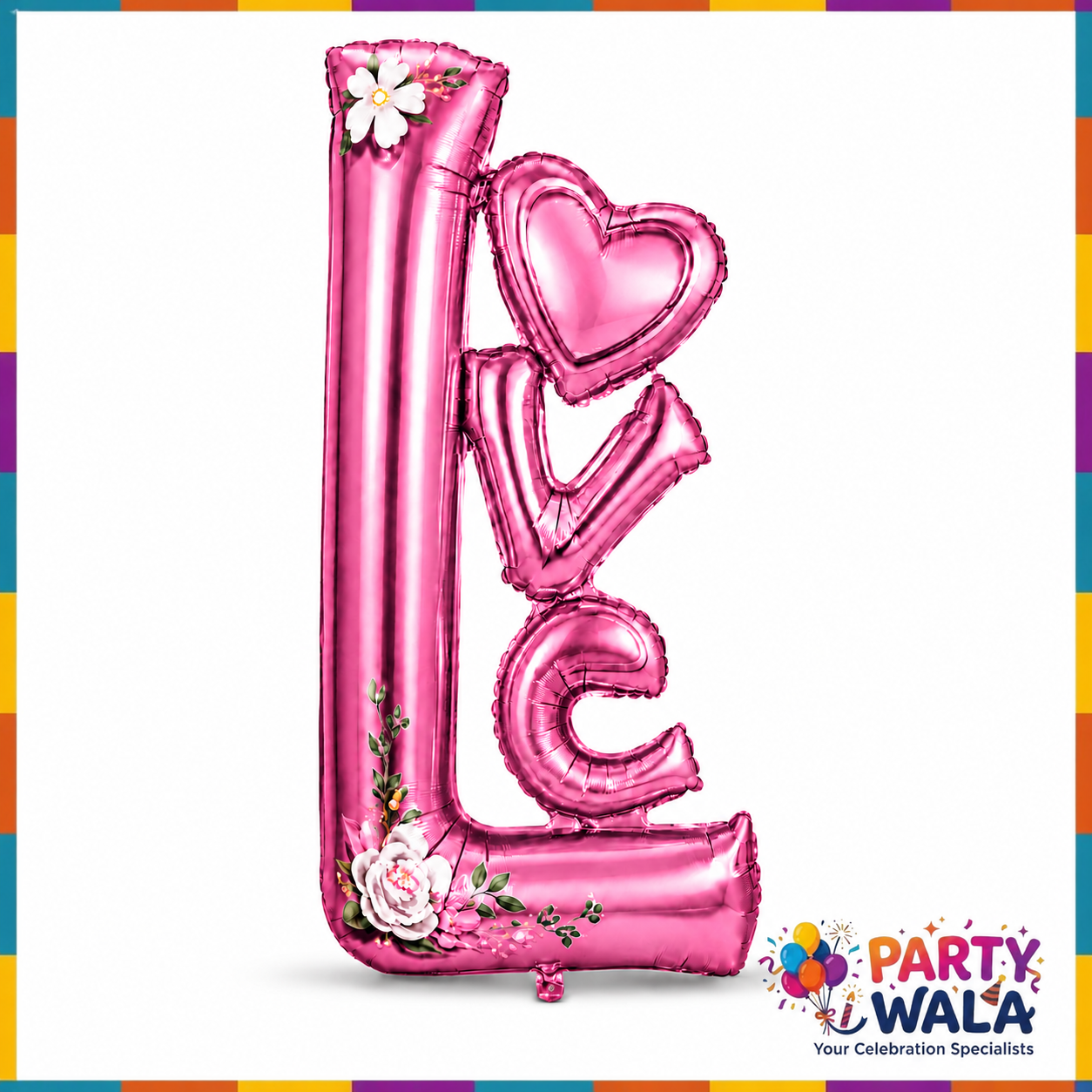Floral Printed Love Foil Balloons - 36 Inches