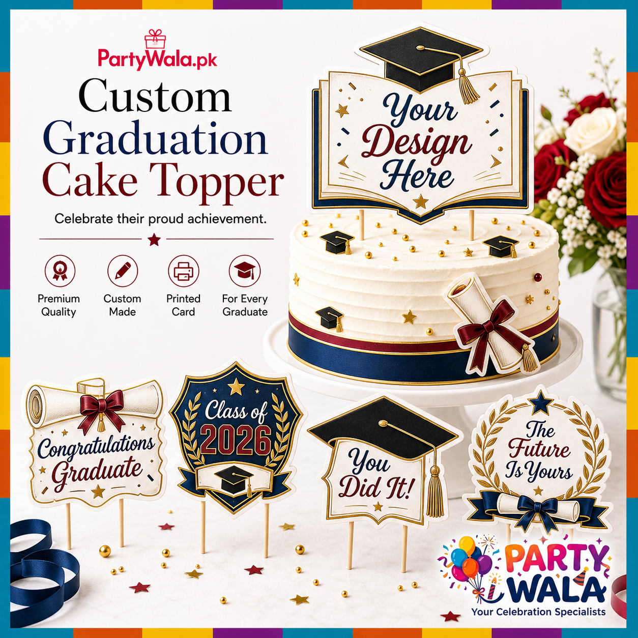 Custom Graduation Cake Topper | Party Wala