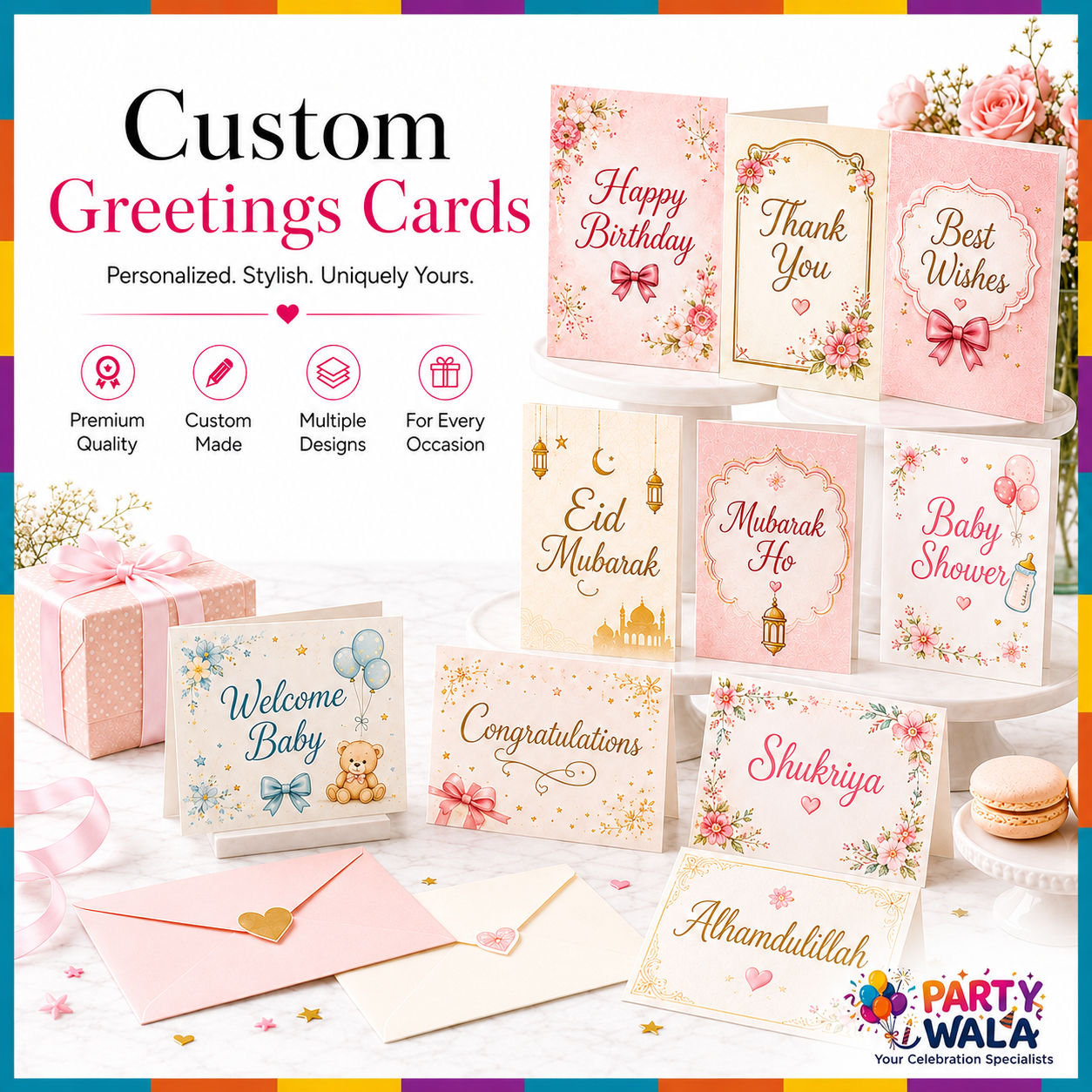 Custom Greeting Cards for Birthdays, Weddings & Special Occasions | Party Wala