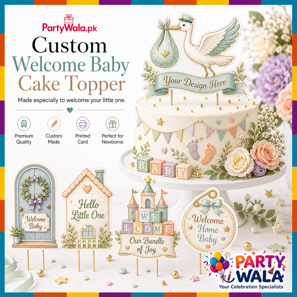 Custom Welcome Baby Cake Topper | Party Wala