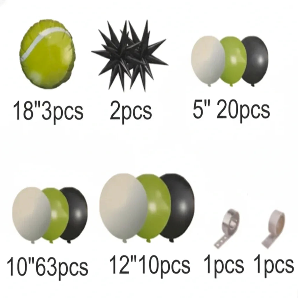 Tennis Theme Birthday Balloon Arch Kit (100 Pcs) - Party Wala