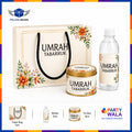 Elegant Floral Umrah Tabarruk Set with 250g Tin Box