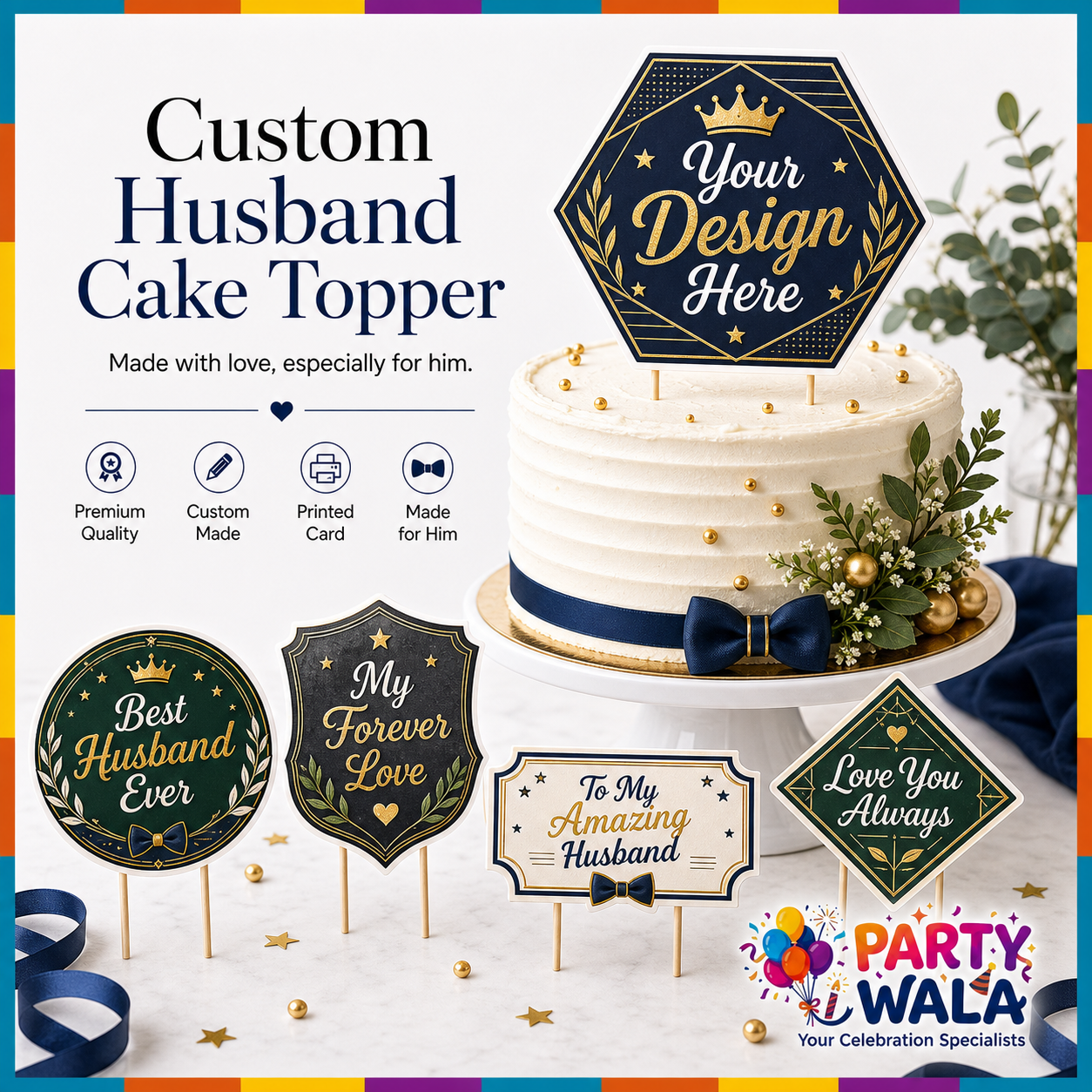 Custom Husband Cake Topper | Party Wala