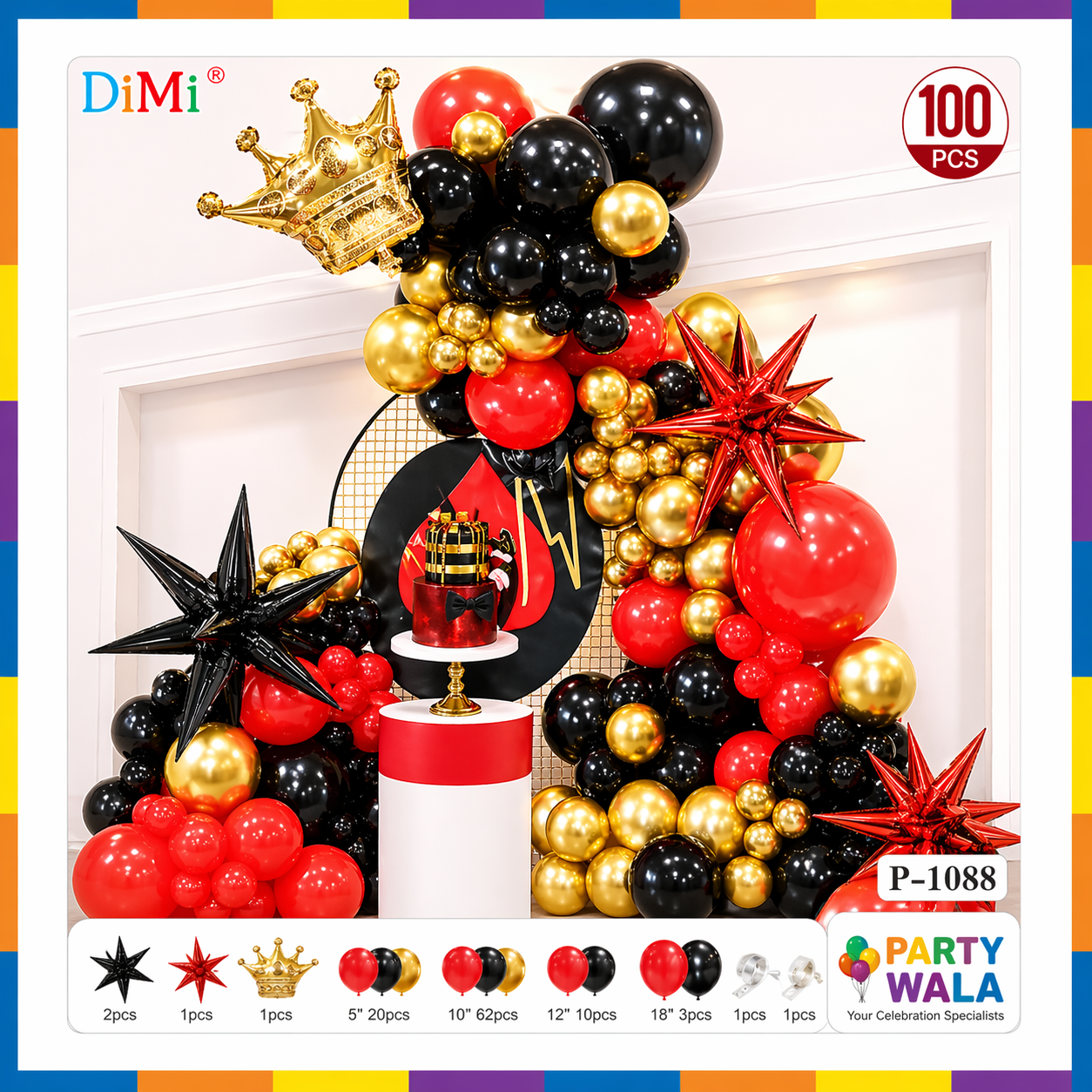 Red and Black Balloons Garland Kit For Birthday, Weddings, Party And Celebrations P-1088