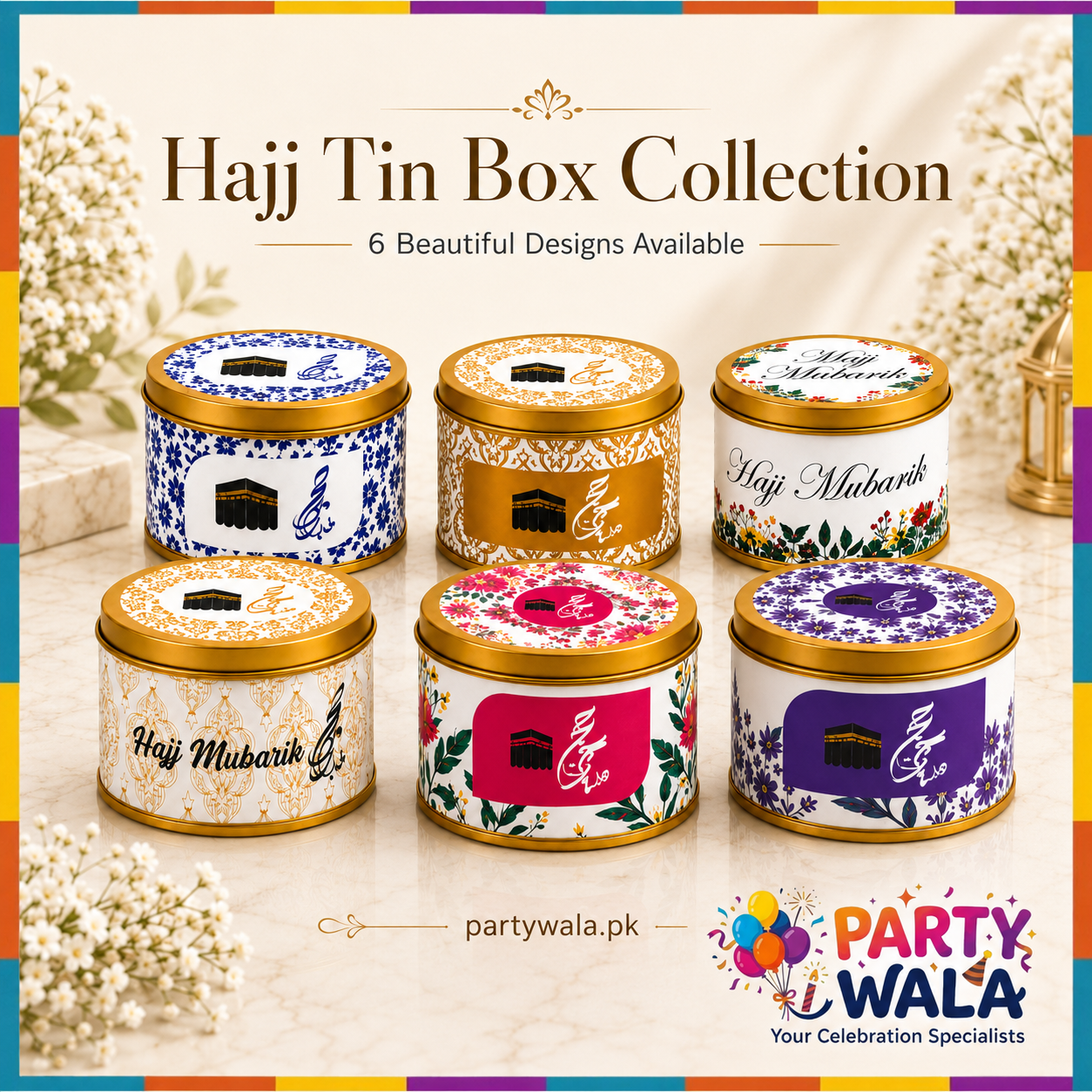Tin Box Premium Tabarruk Gift – Hajj Mubarak Design (250 g)