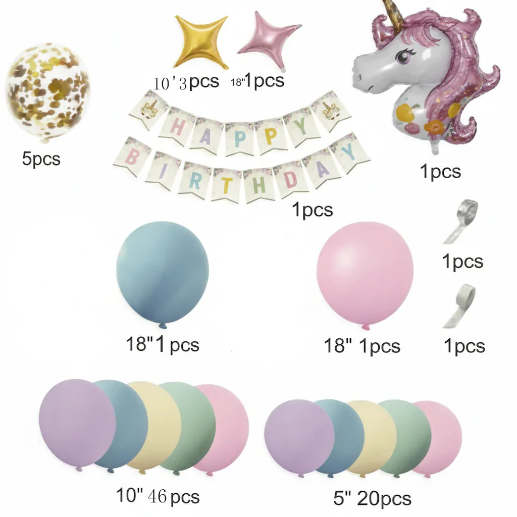 Unicorn Birthday Decoration Theme Set (82 Pcs) - Party Wala