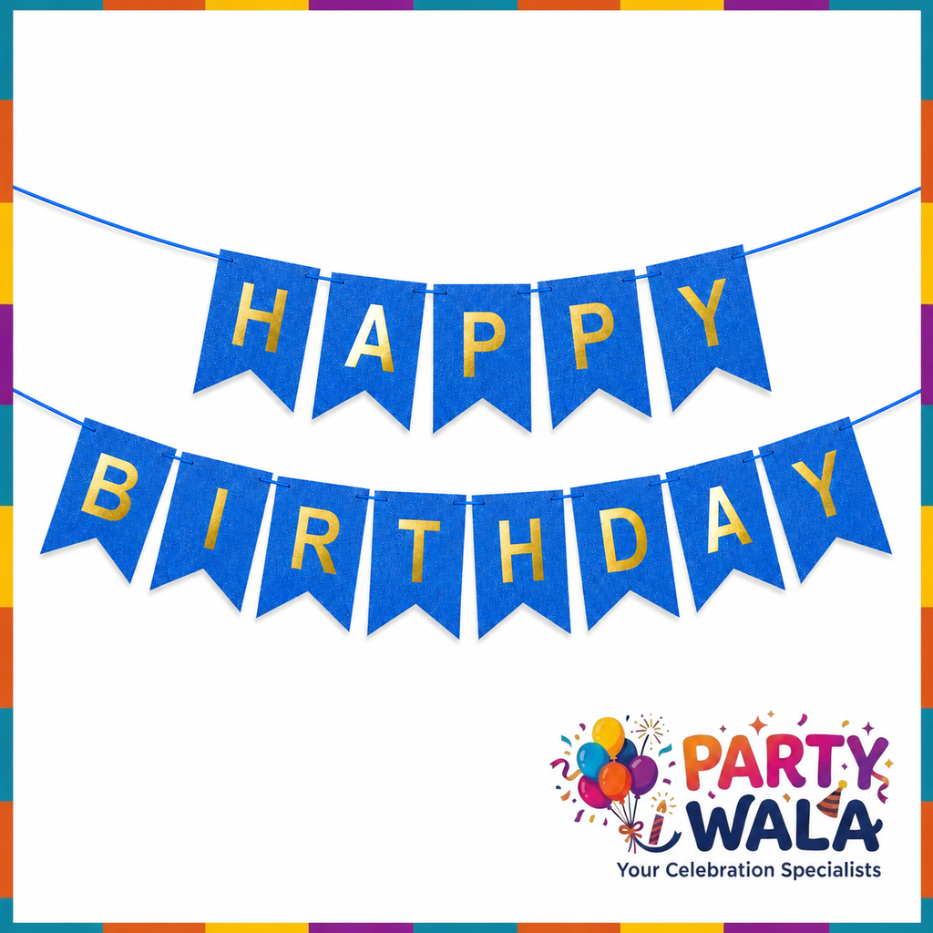 Happy Birthday Glitter Banner - Birthday Party Decoration