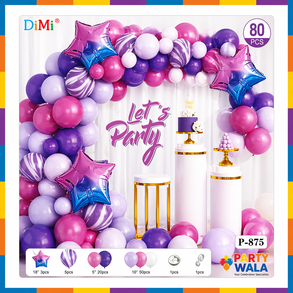 80-Pcs pink and purple balloon garland arch kit for party decoration celebration P-875