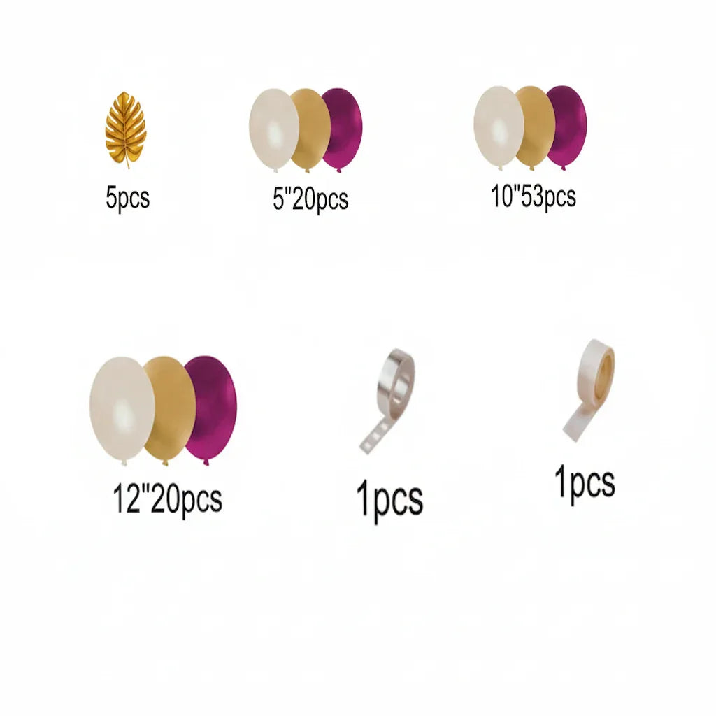 Metallic Balloon Arch Kit, Red/Purple & Golden Emulsion Balloons (100 Pcs) - Party Wala