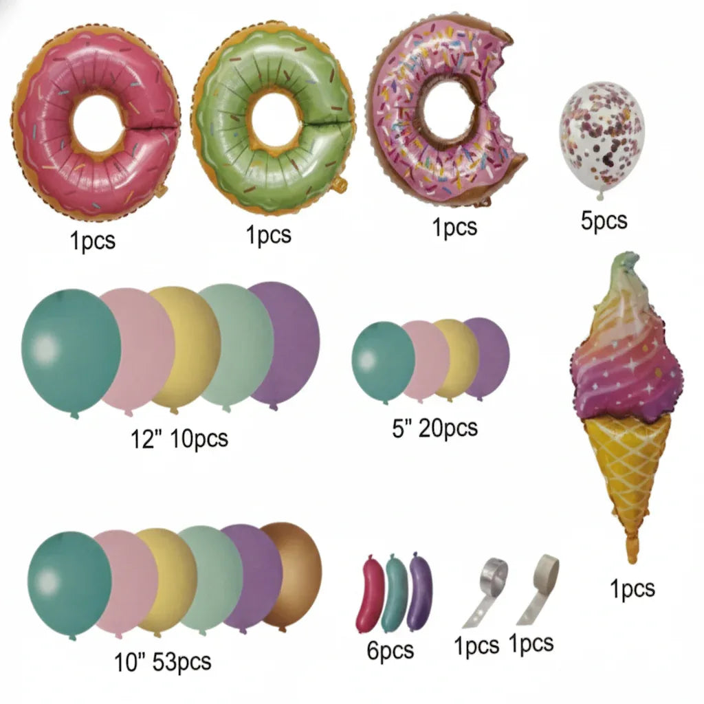 Donut Theme Birthday Balloon Kit for Girls/Baby shower (100 Pcs) Item#DM-23100