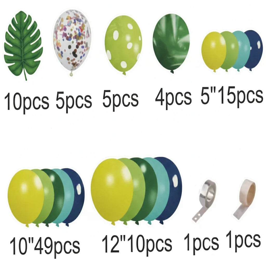 Jungle Theme Green Balloon Garland Arch Kit for Wild One Birthday Decorations (100 Pcs) - Party Wala