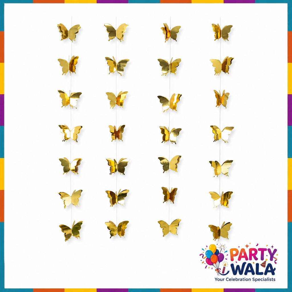 3D Paper Butterfly String Banner - 7 Feet, 10 Butterflies