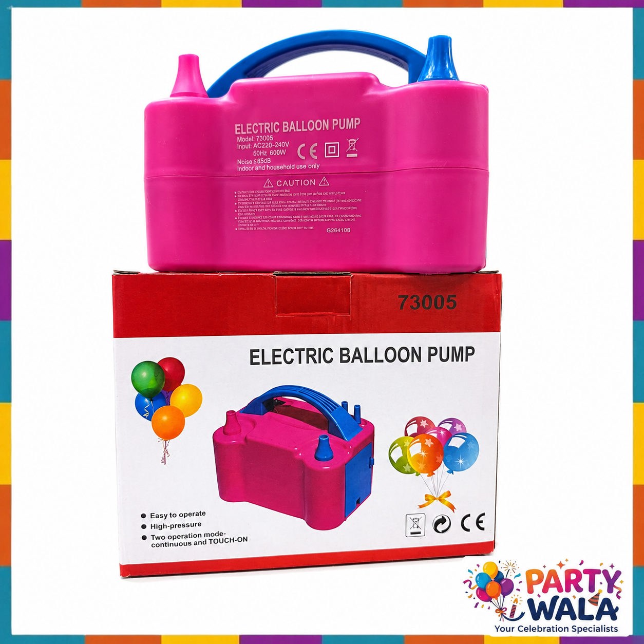 73005 Electric Balloon Blower Pump Dual Nozzle 220V 600W For Birthdays, Celebration and Parties Decoration
