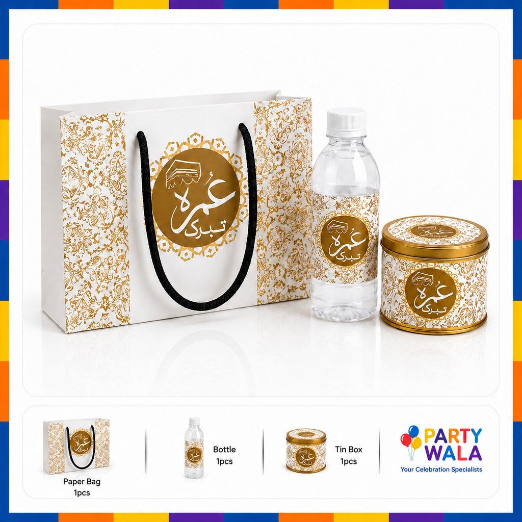 Luxury Golden Umrah Tabarruk Set with 250g Tin Box