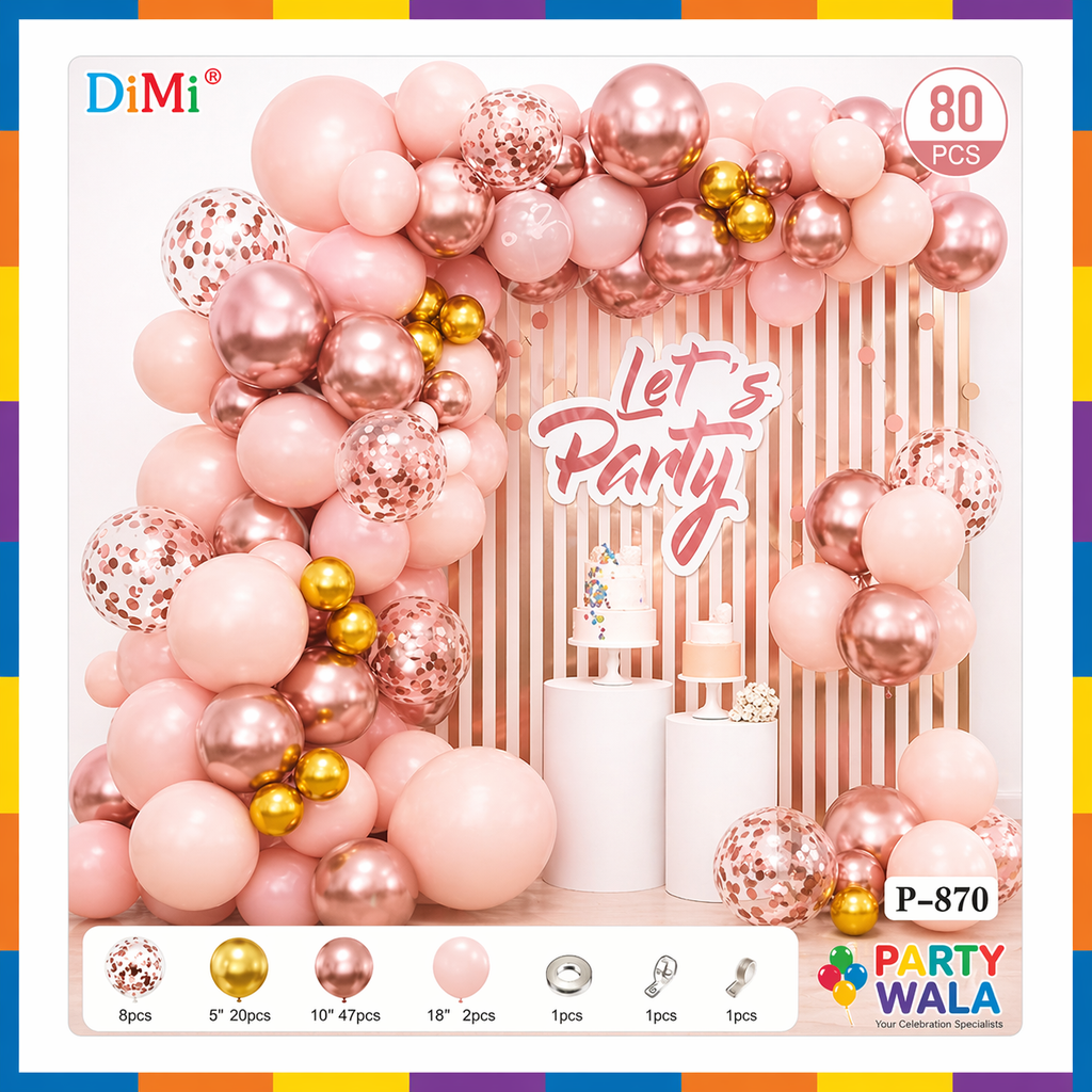 Luxury Rose Gold Confetti Birthday Party Bundle (79 Pcs) Item#P-870