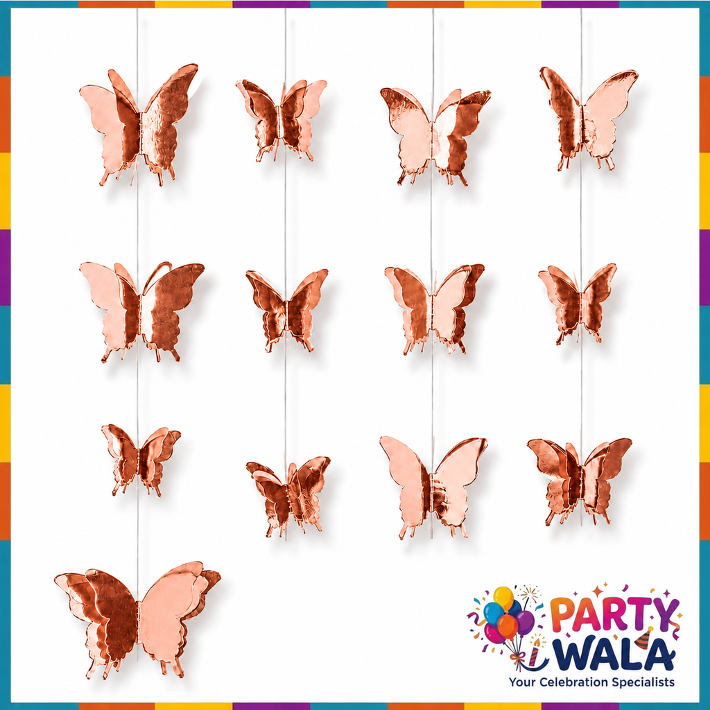 3D Paper Butterfly String Banner - 7 Feet, 10 Butterflies
