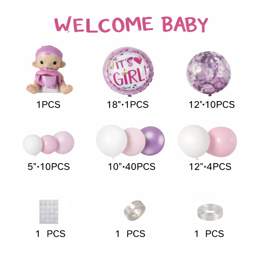 69-PCS Blush & Purple Baby Girl Celebration Kit