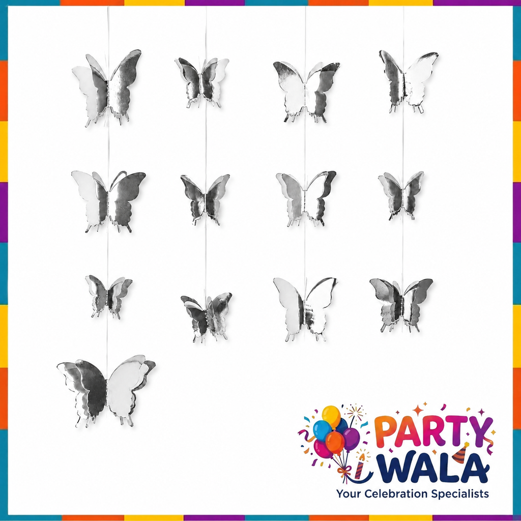 3D Paper Butterfly String Banner - 7 Feet, 10 Butterflies