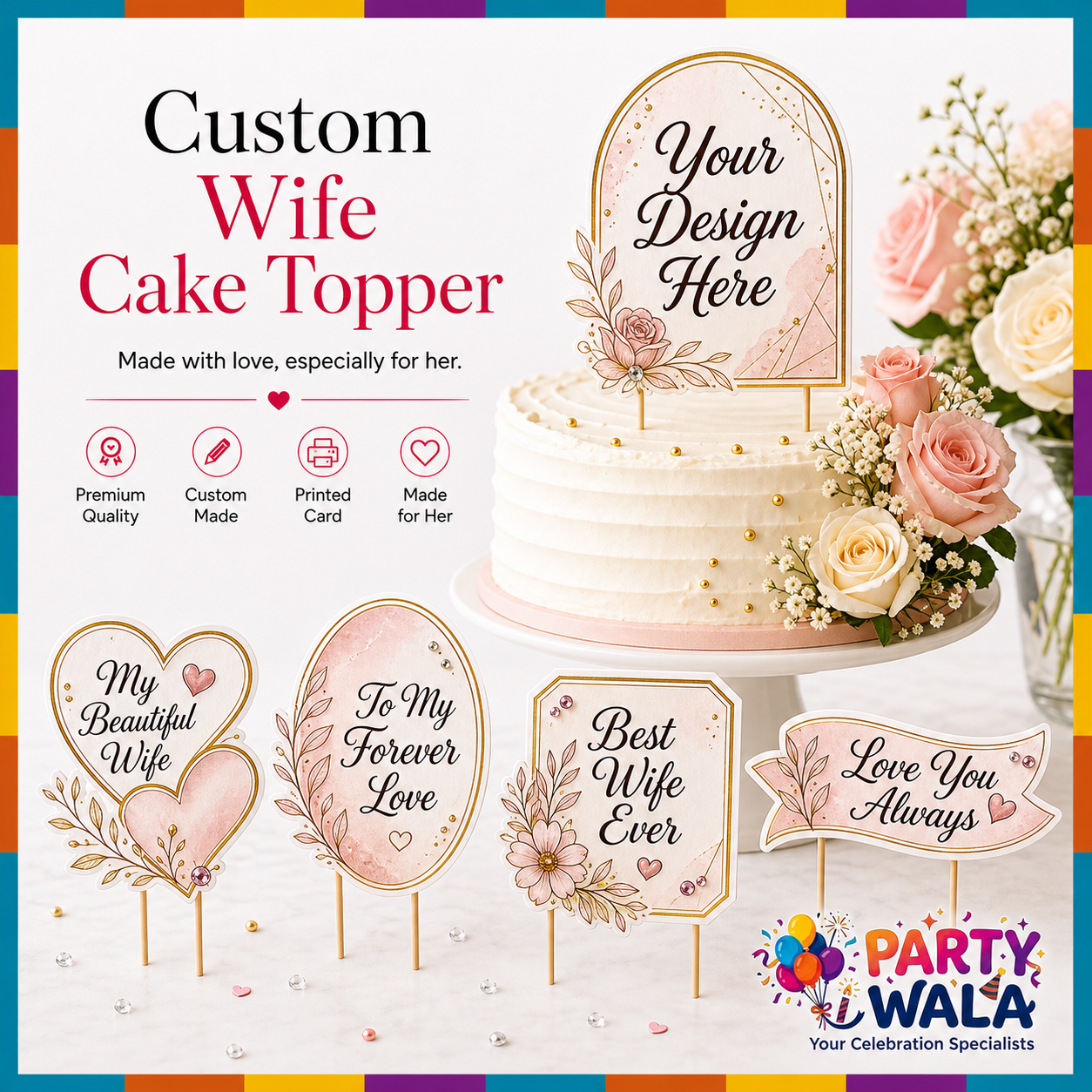 Custom Wife Cake Topper | Party Wala