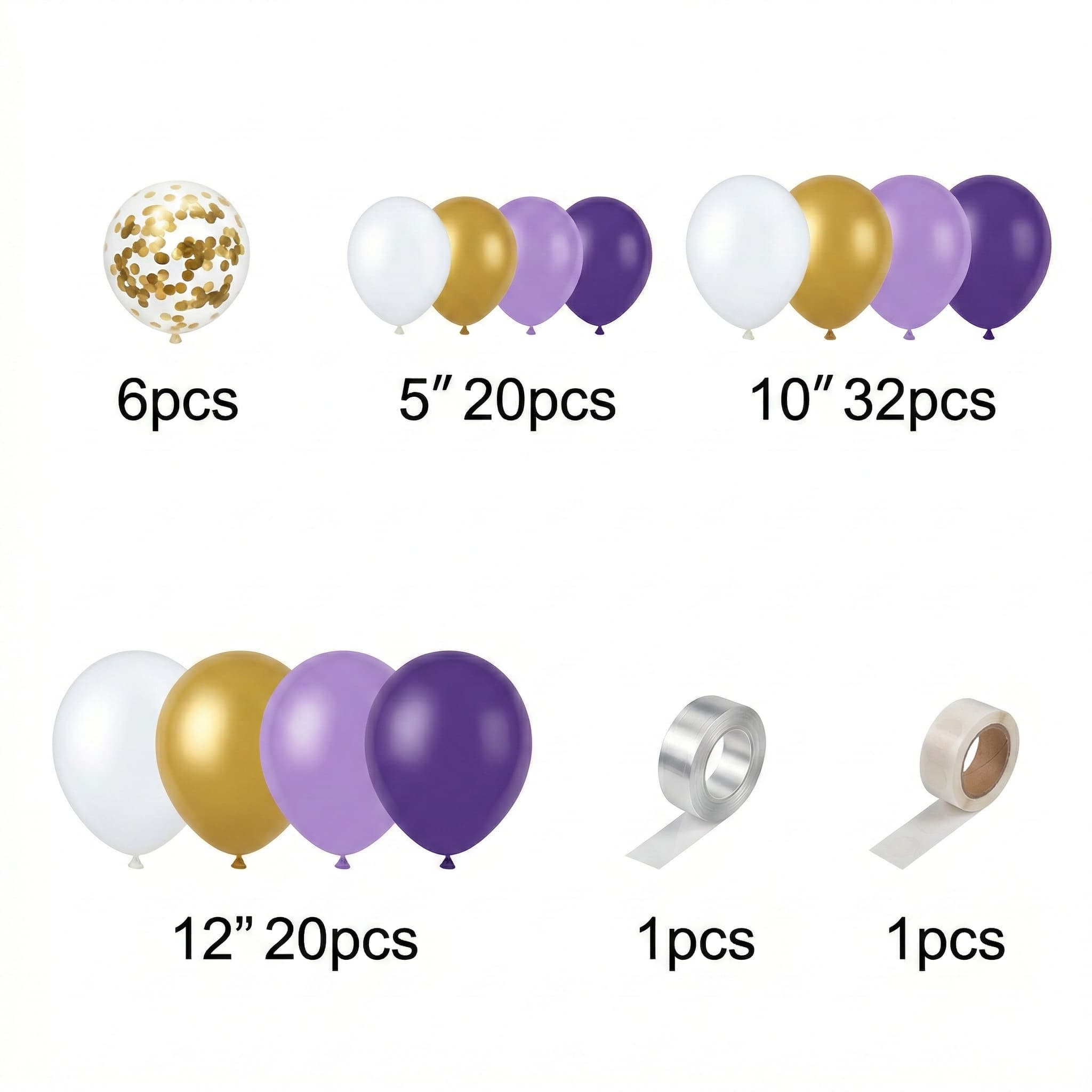 80-PCS Purple And Gold Balloon Arch Garland Kit For Weddings, Birthdays, And Baby Showers
