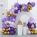 80-PCS Purple And Gold Balloon Arch Garland Kit For Weddings, Birthdays, And Baby Showers