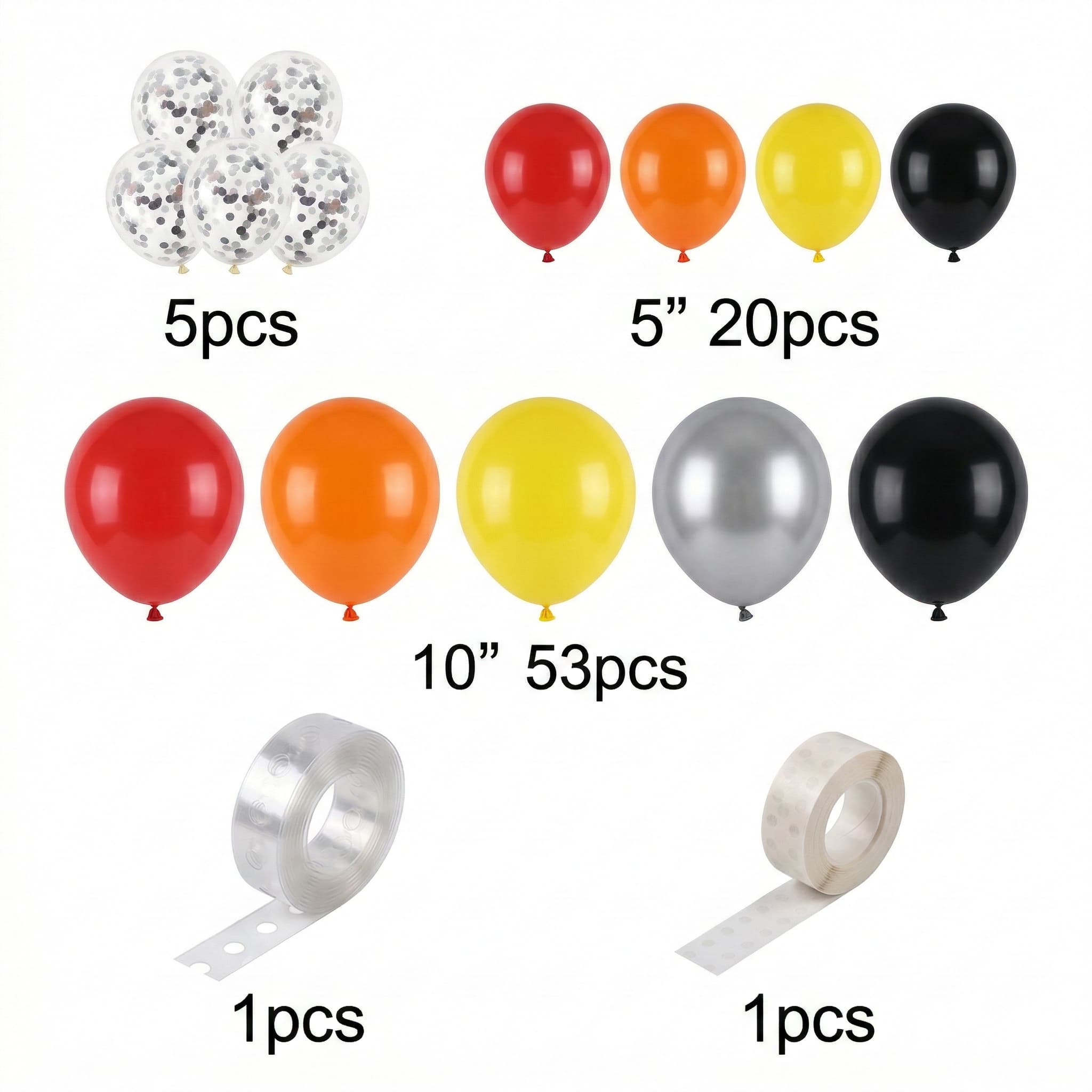 80 PCS Red, Yellow, Black, And Silver Balloon Garland Arch kit For birthday And Party Celebrations