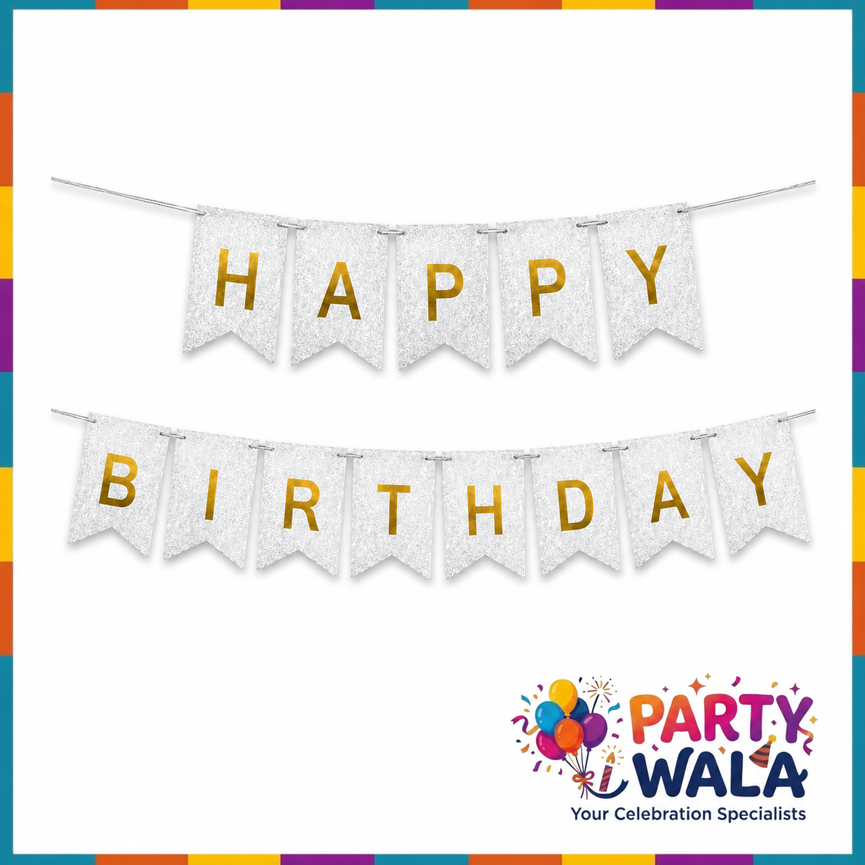 Happy Birthday Glitter Banner - Birthday Party Decoration