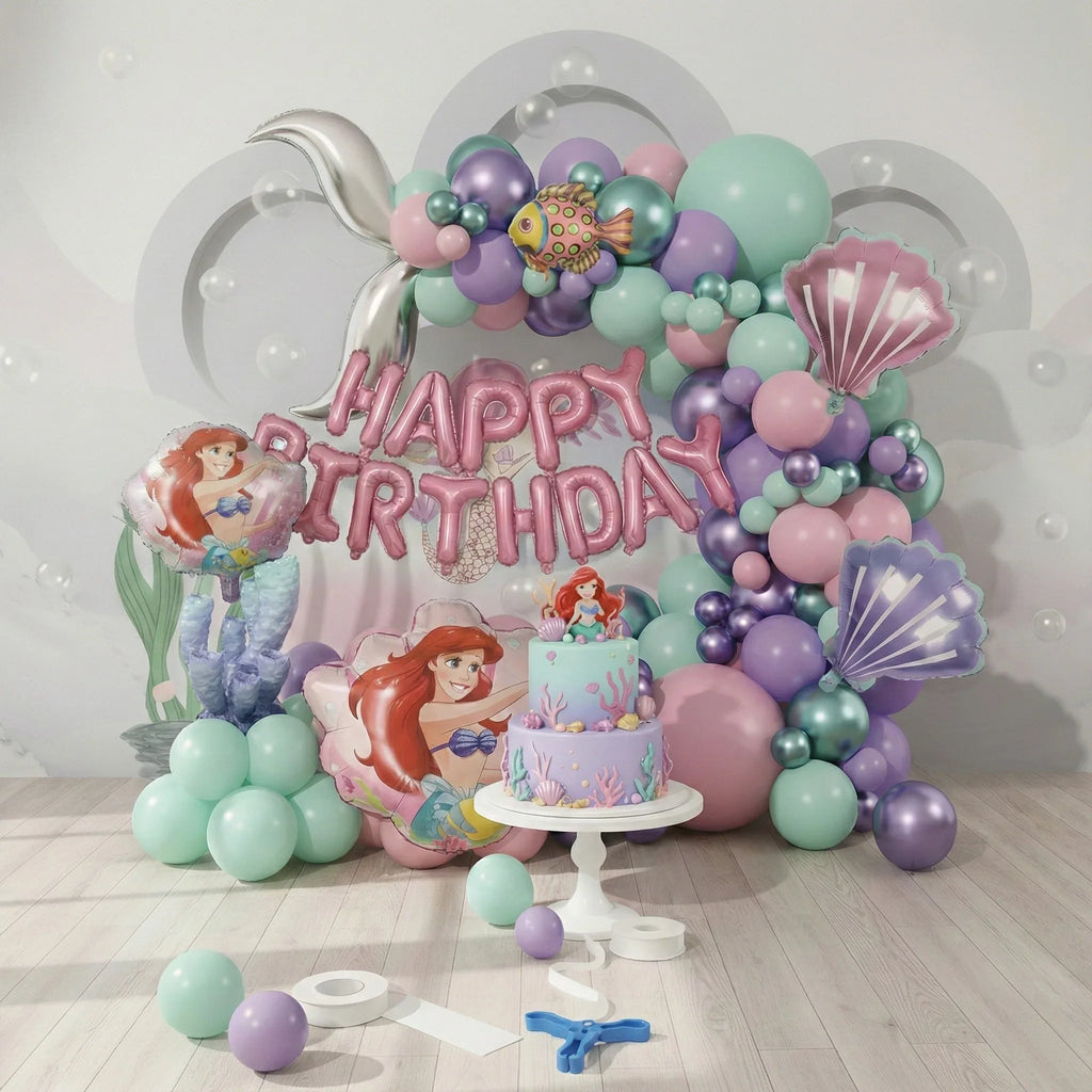 Ariel Princess Theme Birthday Decoration Pack (61 Pcs) Item#HY-046