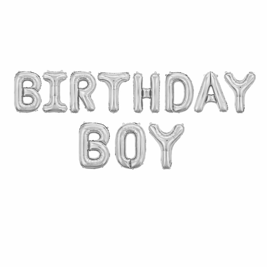 BIRTHDAY BOY  Silver Foil Balloons For Birthday Decoration (11 Pcs)