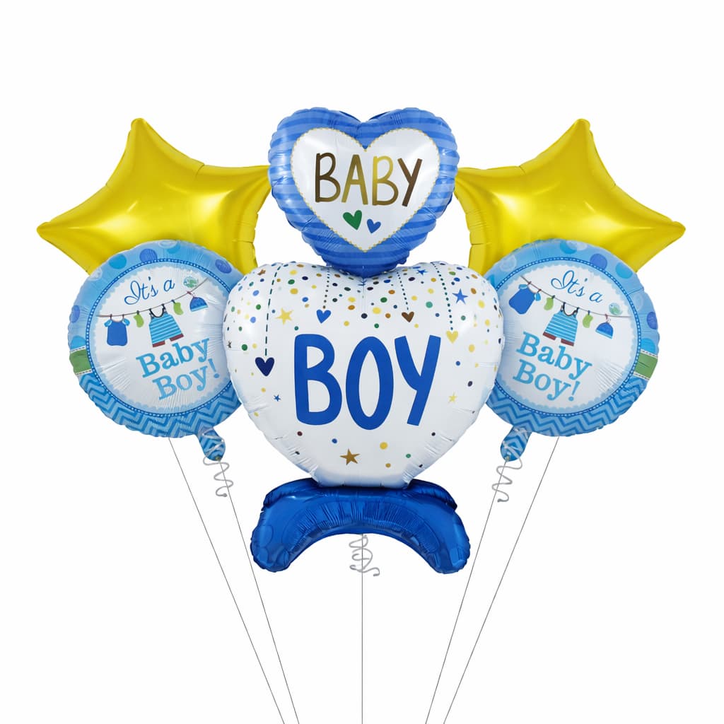 Baby Boy Airloonz Foil Balloons Set For Baby Showers, Gender Reveals (5Pcs)