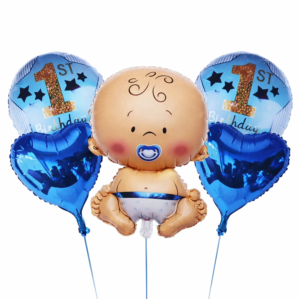 Baby Boy First Birthday Decoration Foil Balloons – Pack of 5