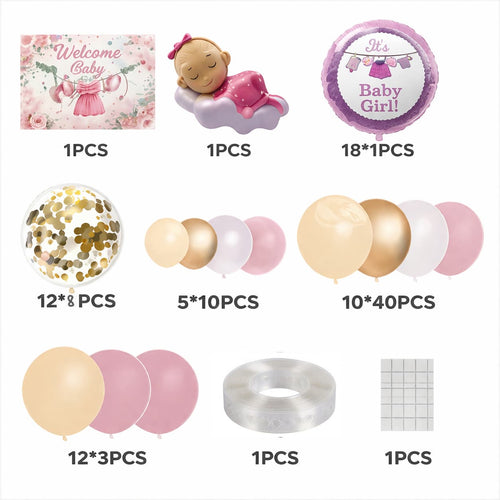 66-PCS Rose Gold & Lavender Baby Girl Celebration Kit Item:SR-398