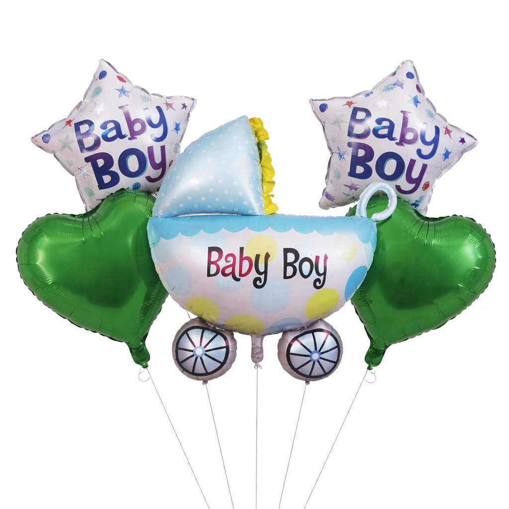 Baby Boy Cart Shaped Foil Balloon Set For Baby Shower Decoration and Celebrations