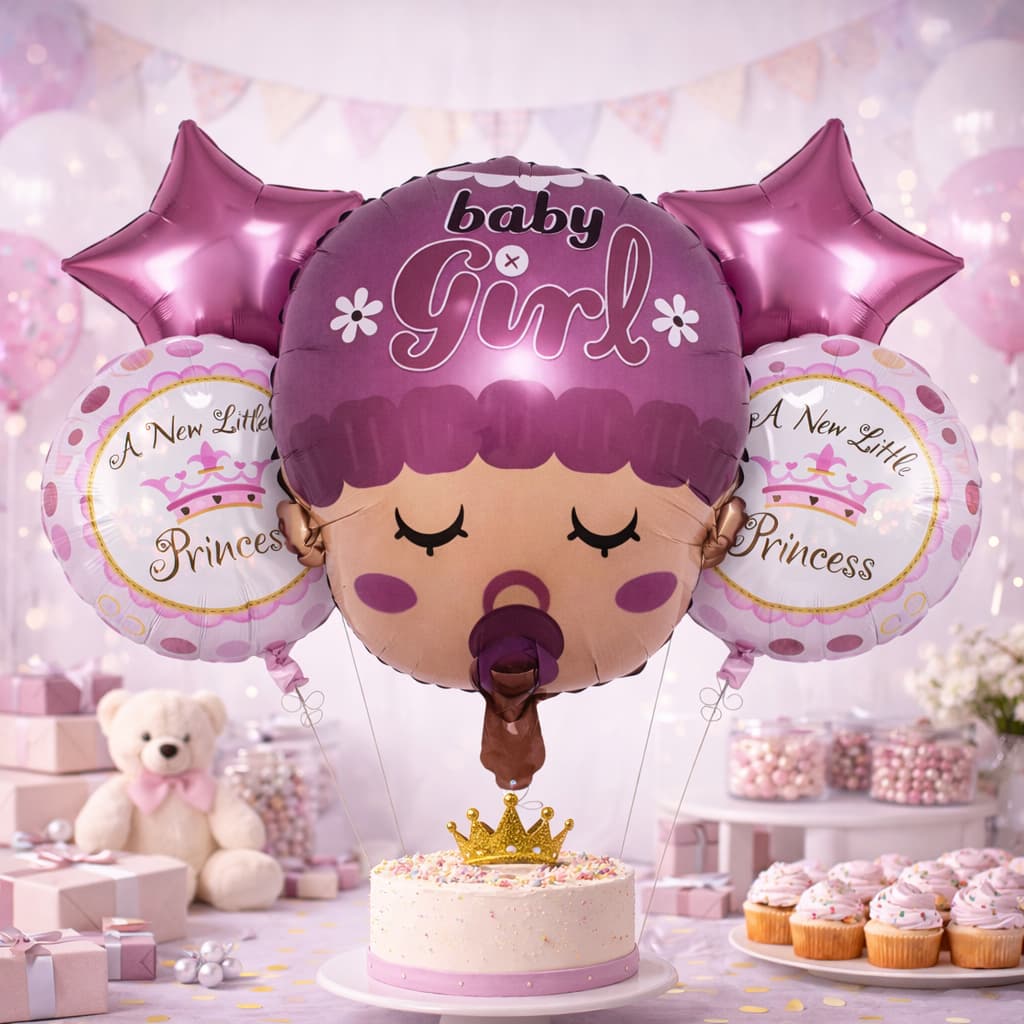 Baby Boy/Girl Foil Balloons Set For Baby Showers, Gender Reveal Parties (5Pcs)