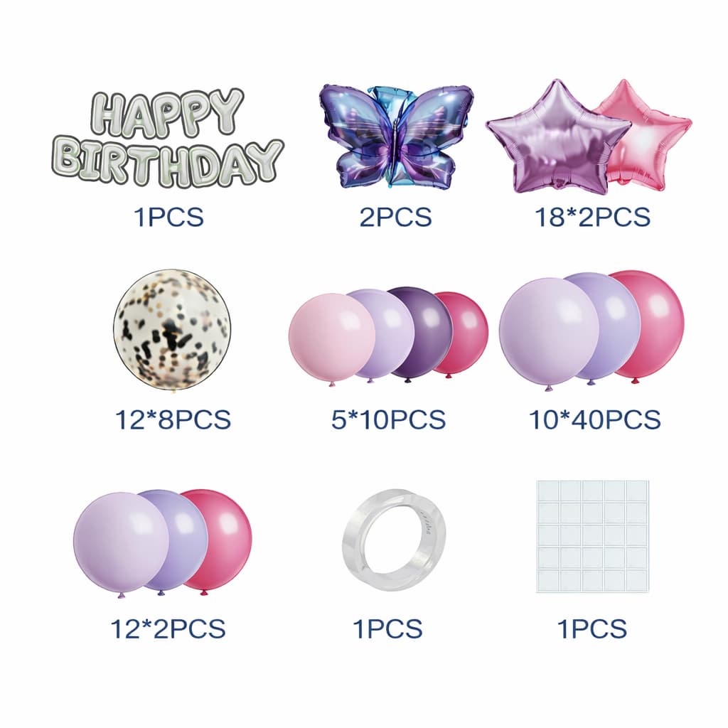 67pcs Baby Pink & Pastel Purple Butterfly Theme Balloon Garland For Birthday Decoration and Party Celebrations Item:YY-329
