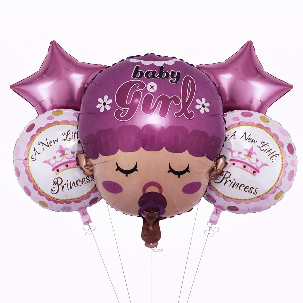 Baby Boy/Girl Foil Balloons Set For Baby Showers, Gender Reveal Parties (5Pcs)