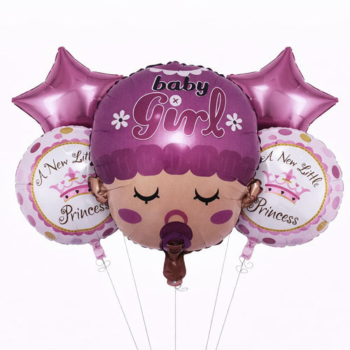 Baby Boy/Girl Foil Balloons Set For Baby Showers, Gender Reveal Parties (5Pcs)