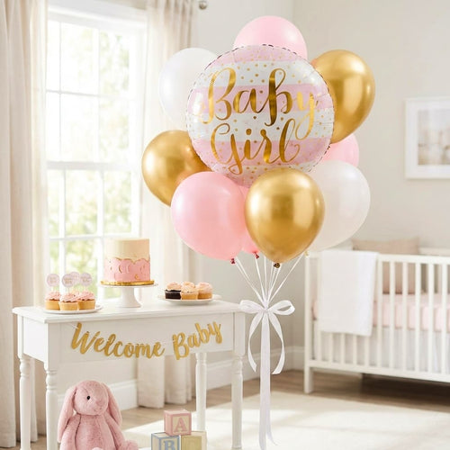 Baby Girl Themed Round foil Balloon For Baby Showers or "Happy Birthday" Celebrations