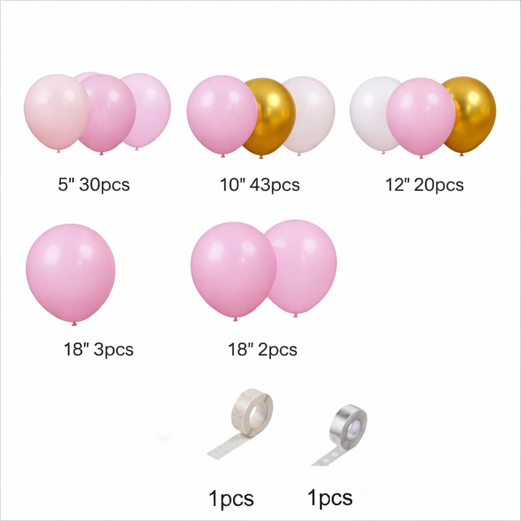 100-PCS Blush & Gold Celebration Balloon Arch Kit For Birthday, Bridal Showers And Event Celebrations P-920