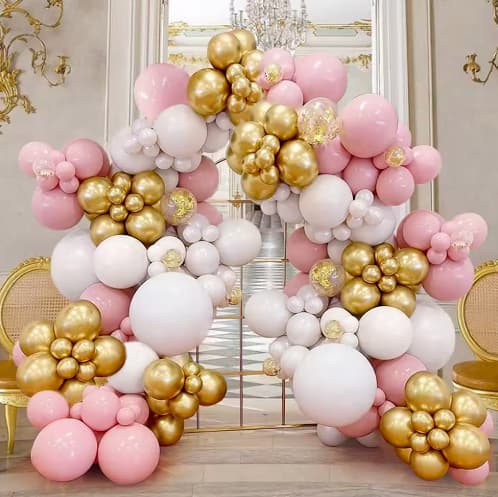 100-PCS Blush & Gold Celebration Balloon Arch Kit For Wedding, Bridal Shower and Birthday P-882