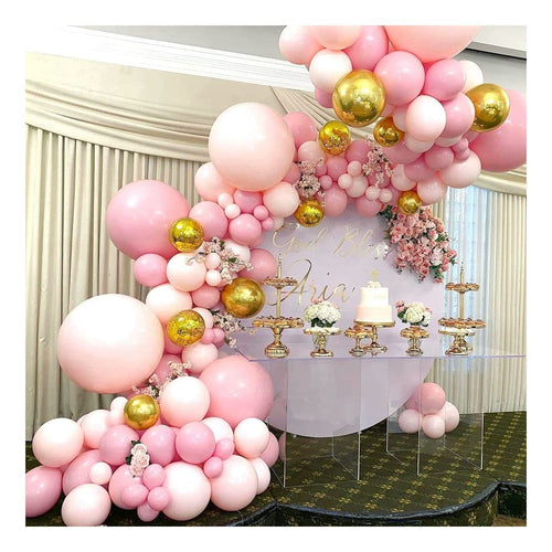 100-PCS Blush & Gold Celebration Balloon Arch Kit For Birthday, Bridal Showers And Event Celebrations P-920