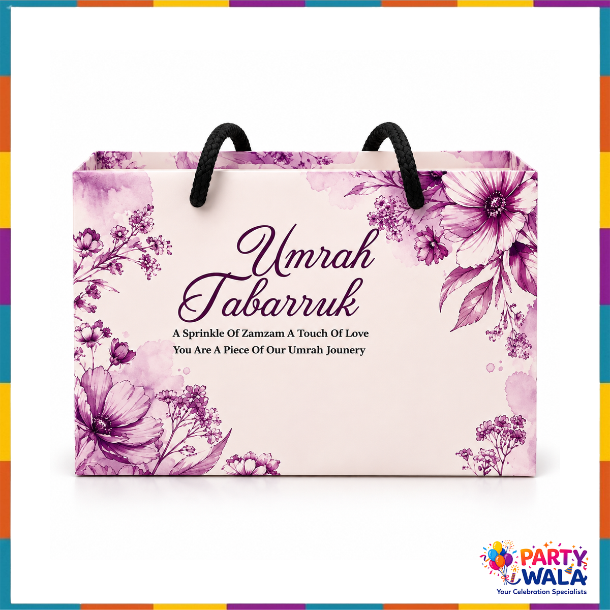 Purple Floral Watercolour Umrah Tabarruk Gift Set (Small Tin Box 250g)