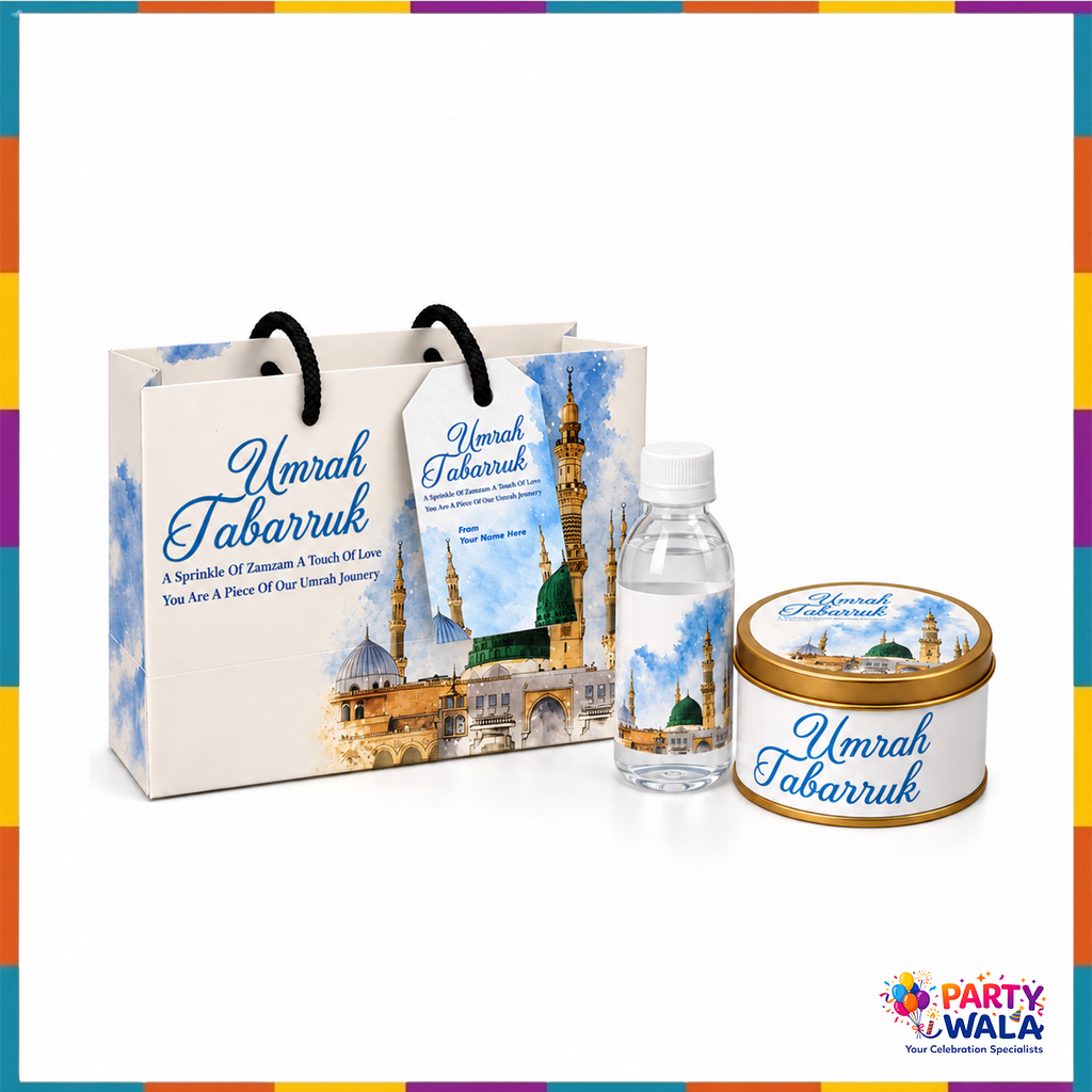 Blue Watercolour Madina Umrah Tabarruk Gift Set (Tin Box 250g)