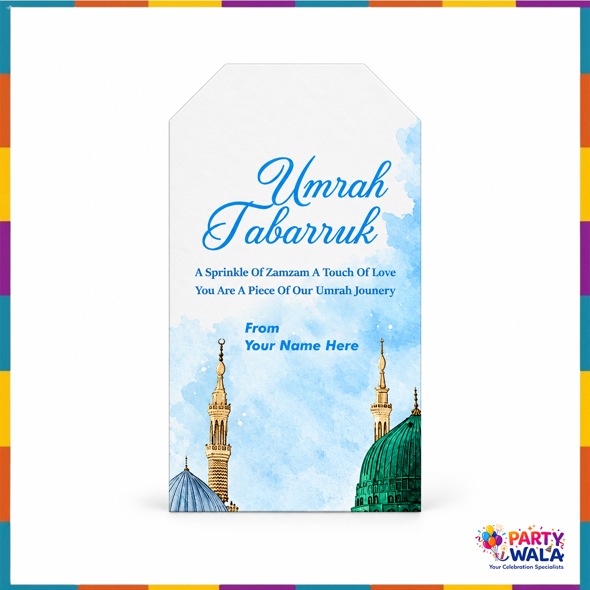 Blue Watercolour Madina Umrah Tabarruk Gift Set (Tin Box 250g)